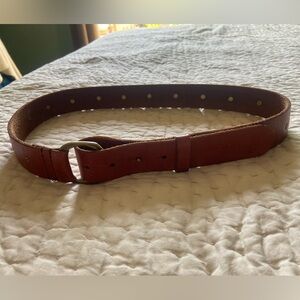 Brown Leather Belt with Gold Buckle